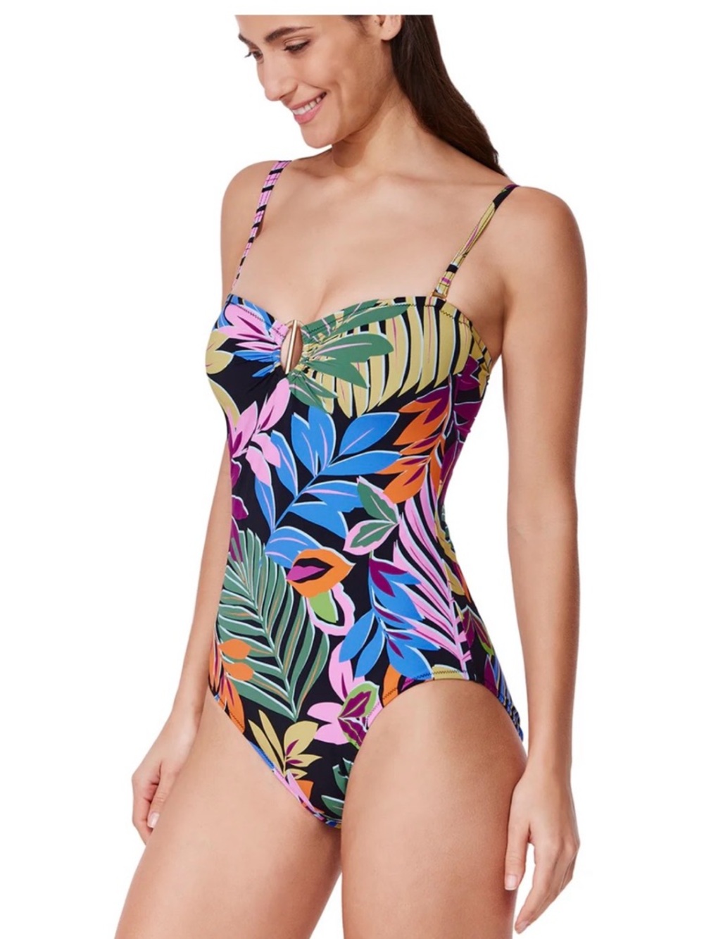 New PROFILE BY GOTTEX COSTA DEL SOL Tropical Leaf One-Piece Swimsuit